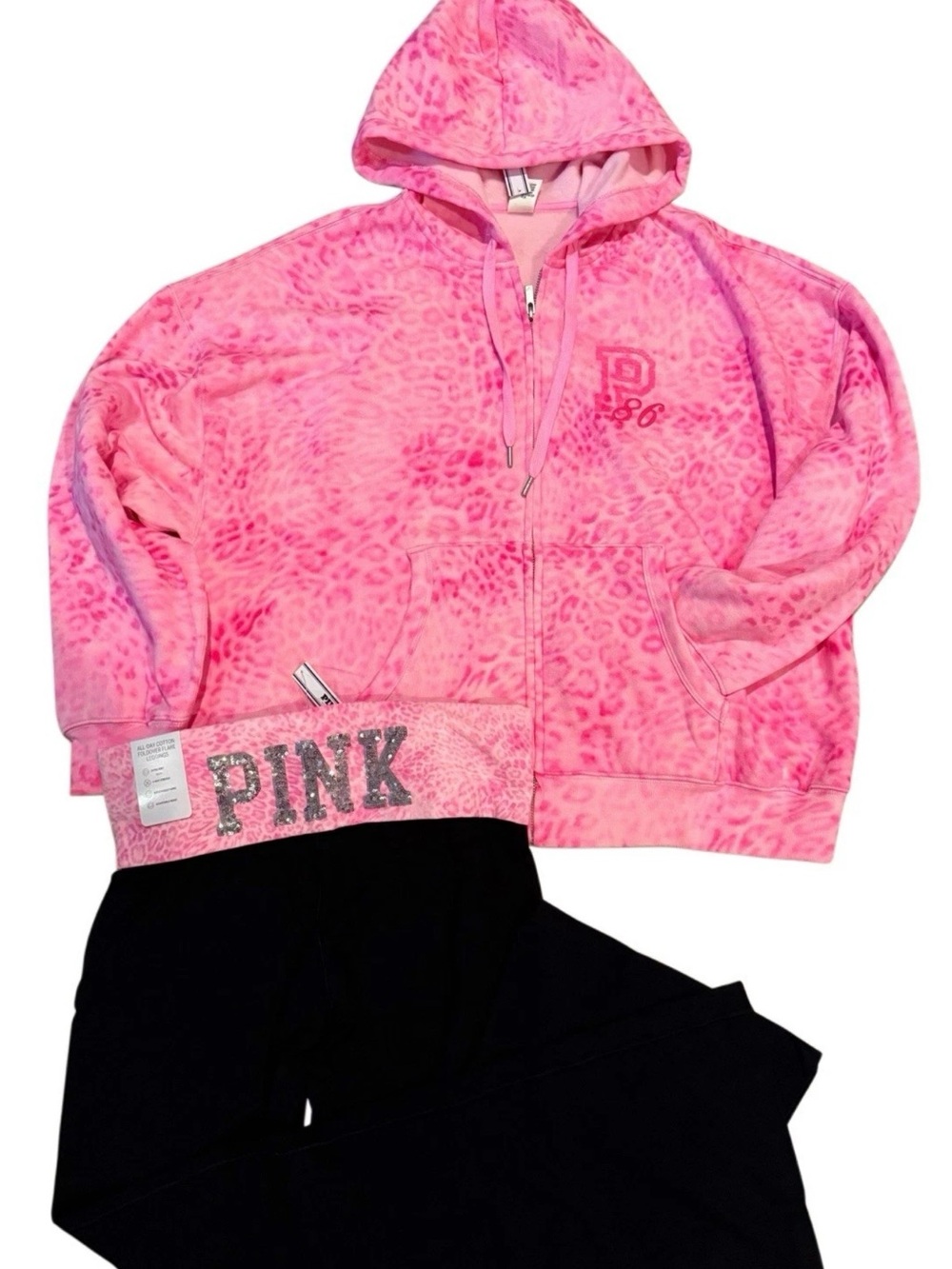 NEW VICTORIAS SECRET PINK HOODIE & BLING LEGGINGS 2PC SET XS-XL - Picture 5 of 6